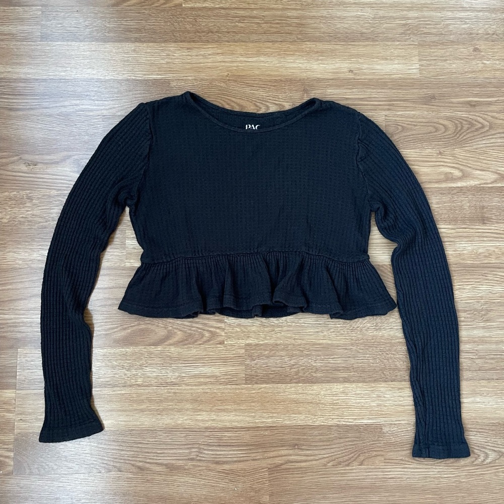 Cozy Waffle Pacsun Ruffle Crop Longsleeve